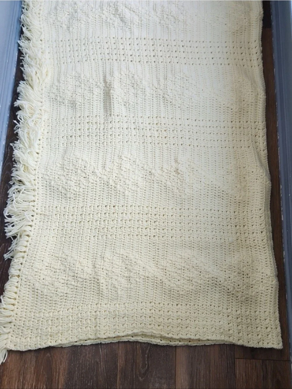 Handmade Crochet Diamond Bobble Popcorn Blanket Cream